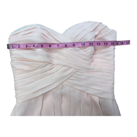 David’s Bridal Pink Chiffon Bridesmaids Strapless Dress Sweetheart Neckline Sz 6 - Picture 5 of 9